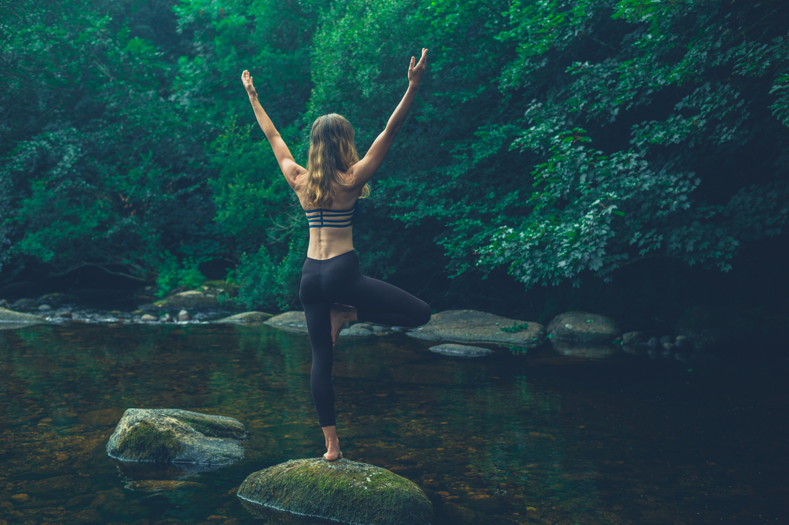 Yoga Woman in Tree Pose 